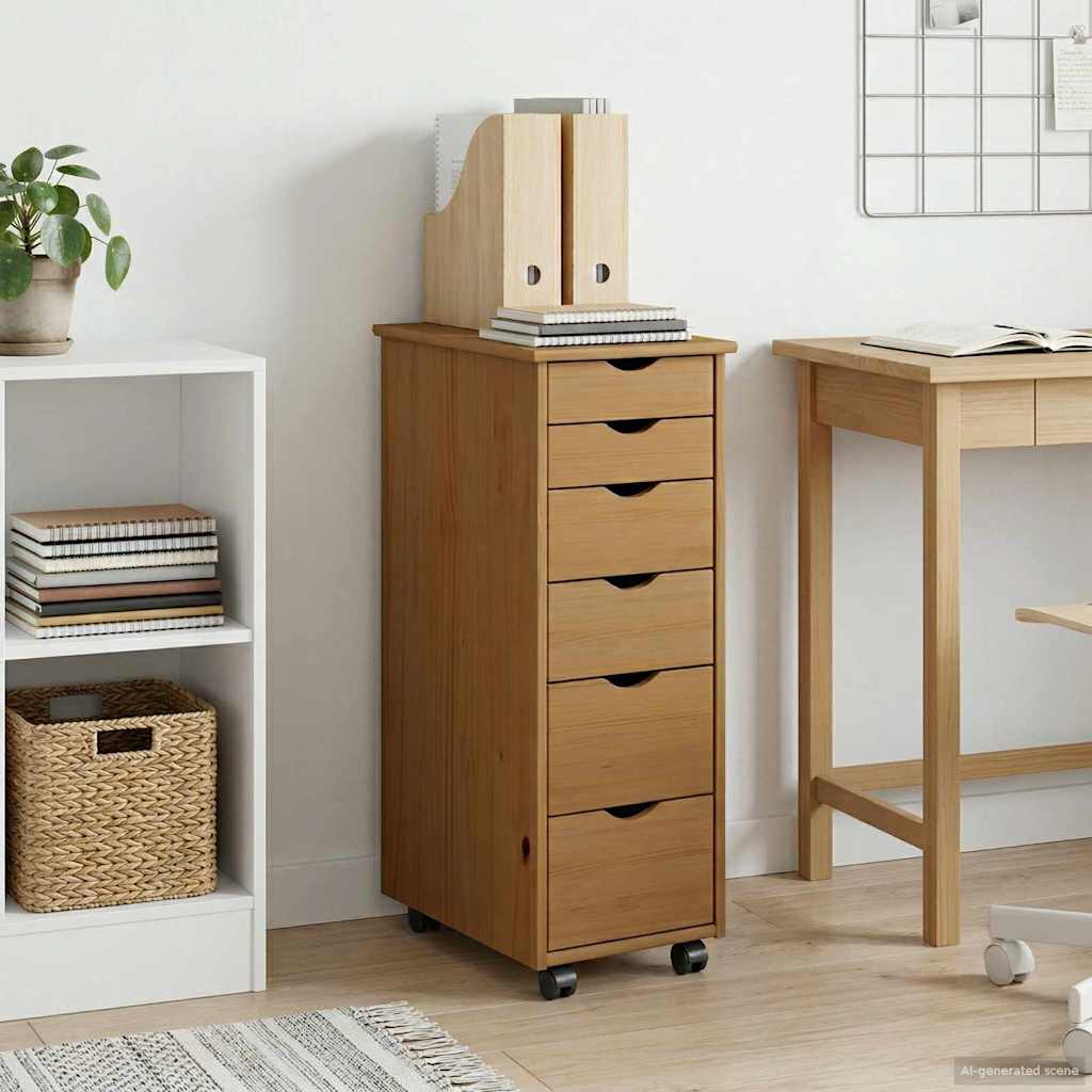 Mobile con Ruote con ruota Marrone miele 34 x 39 x 93,5 cm