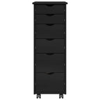 Mobile con Ruote Nero 34 x 39 x 93,5 cm Legno di Pino Massello