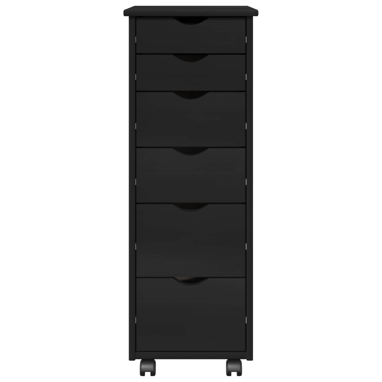 Mobile con Ruote Nero 34 x 39 x 93,5 cm Legno di Pino Massello