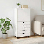Mobile con Ruote Bianco 53 x 39 x 103 cm Legno di Pino Massello
