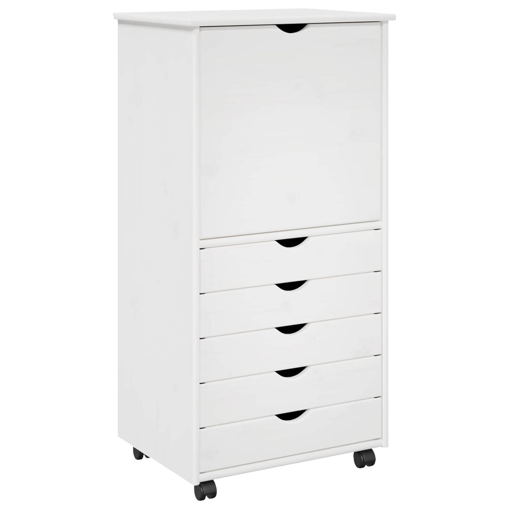 Mobile con Ruote Bianco 53 x 39 x 103 cm Legno di Pino Massello