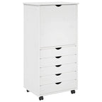 Mobile con Ruote Bianco 53 x 39 x 103 cm Legno di Pino Massello