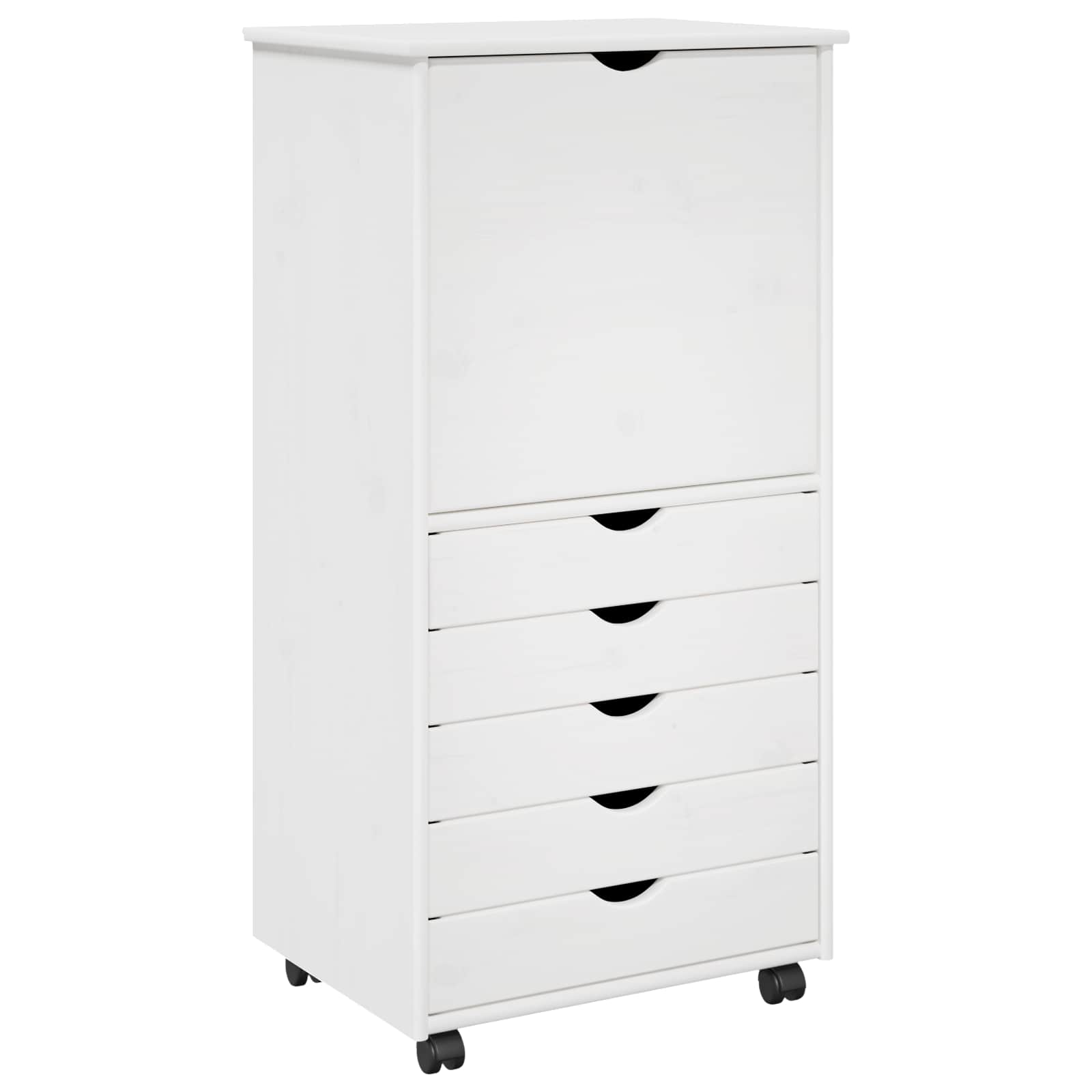 Mobile con Ruote Bianco 53 x 39 x 103 cm Legno di Pino Massello
