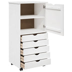 Mobile con Ruote Bianco 53 x 39 x 103 cm Legno di Pino Massello