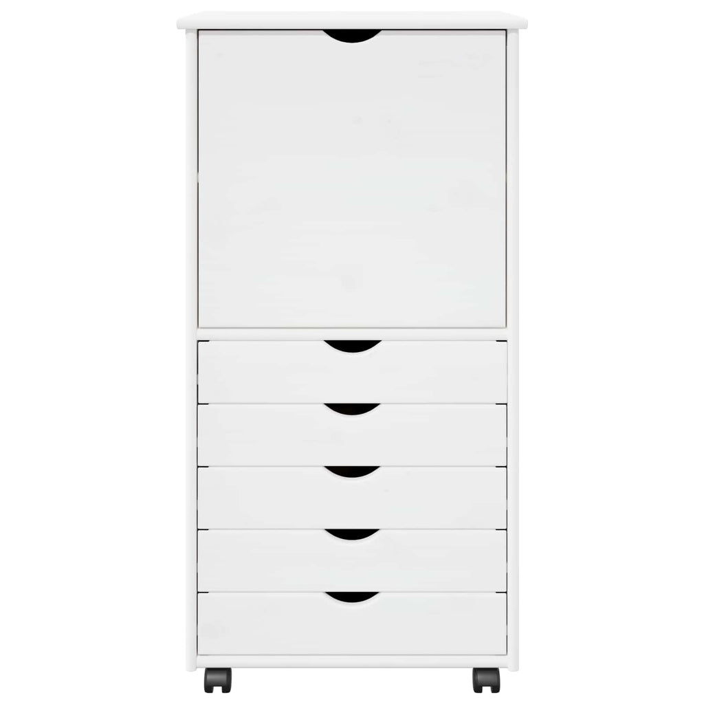 Mobile con Ruote Bianco 53 x 39 x 103 cm Legno di Pino Massello