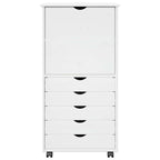 Mobile con Ruote Bianco 53 x 39 x 103 cm Legno di Pino Massello