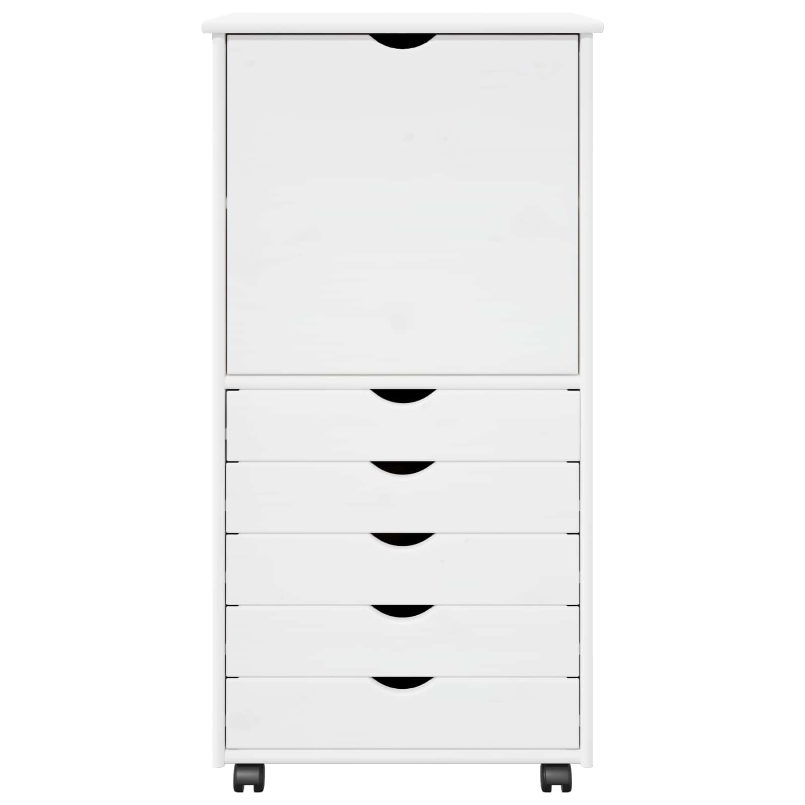 Mobile con Ruote Bianco 53 x 39 x 103 cm Legno di Pino Massello