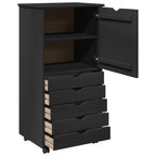 Mobile con Ruote Nero 53 x 39 x 103 cm Legno di Pino Massello