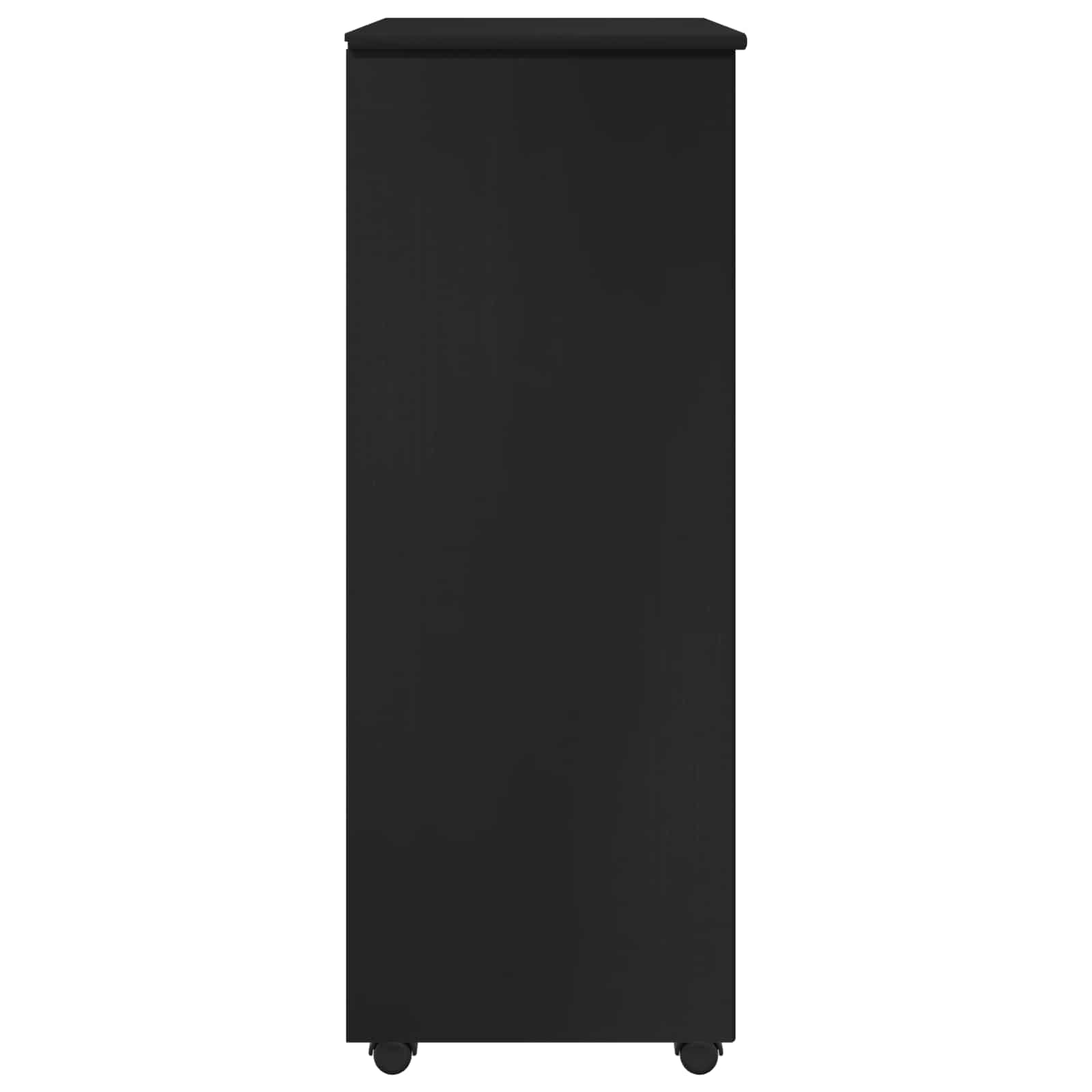 Mobile con Ruote Nero 53 x 39 x 103 cm Legno di Pino Massello