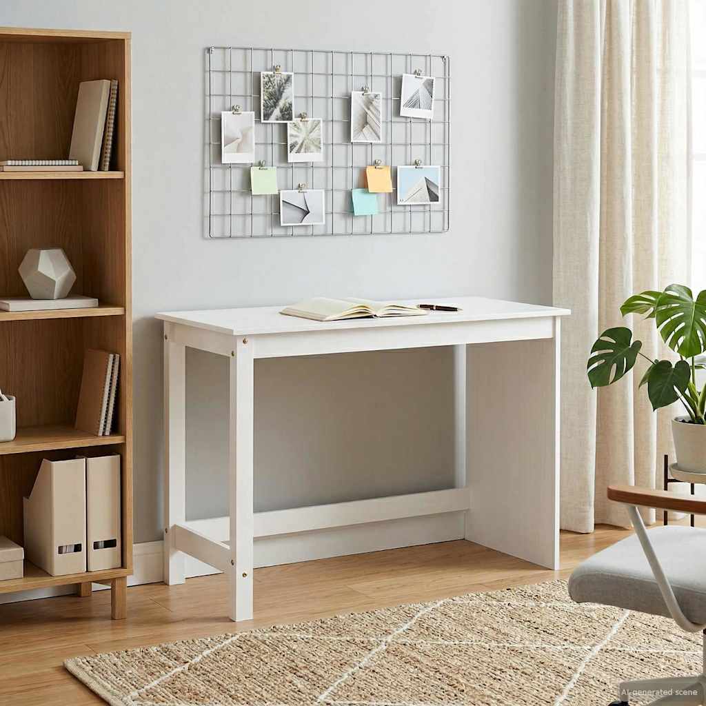 Scrivania Bianco 112 x 50 x 75 cm Legno di Pino Massello