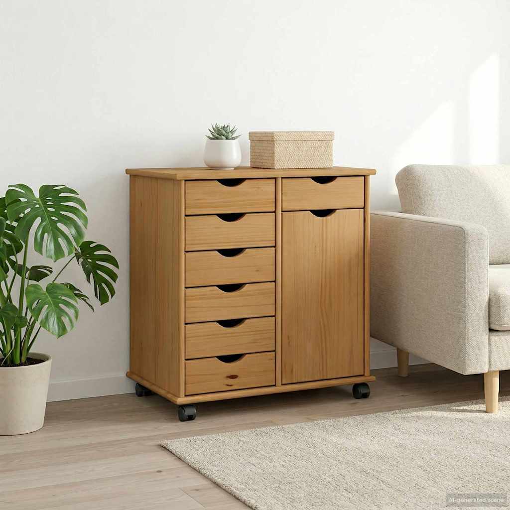 Mobile con Ruote con ruota Marrone miele 63,5 x 39 x 65,5 cm