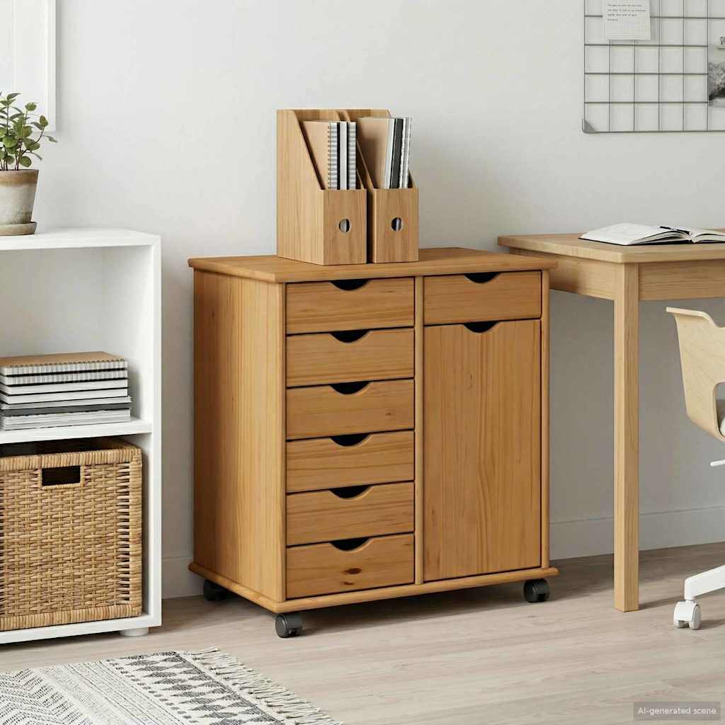 Mobile con Ruote con ruota Marrone miele 63,5 x 39 x 65,5 cm