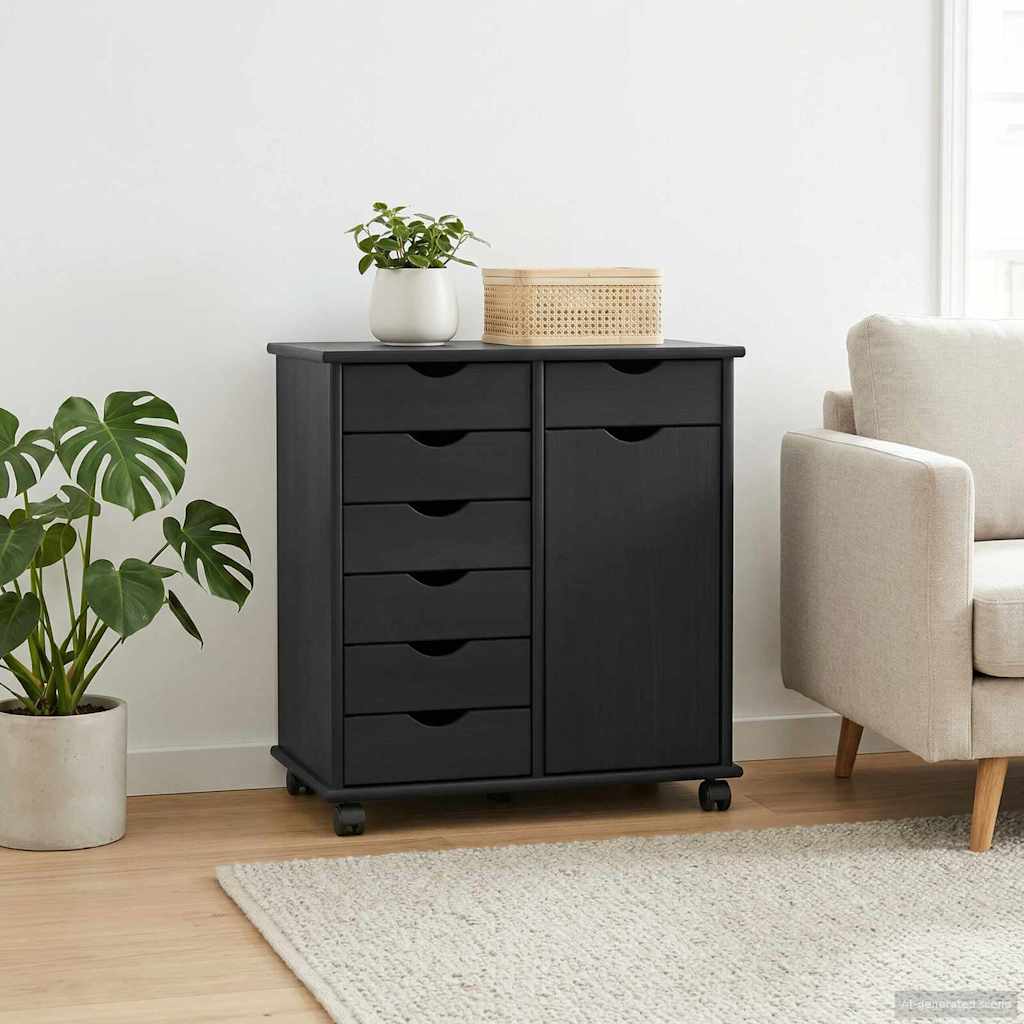 Mobile con Ruote con ruota Nero 63,5 x 39 x 65,5 cm