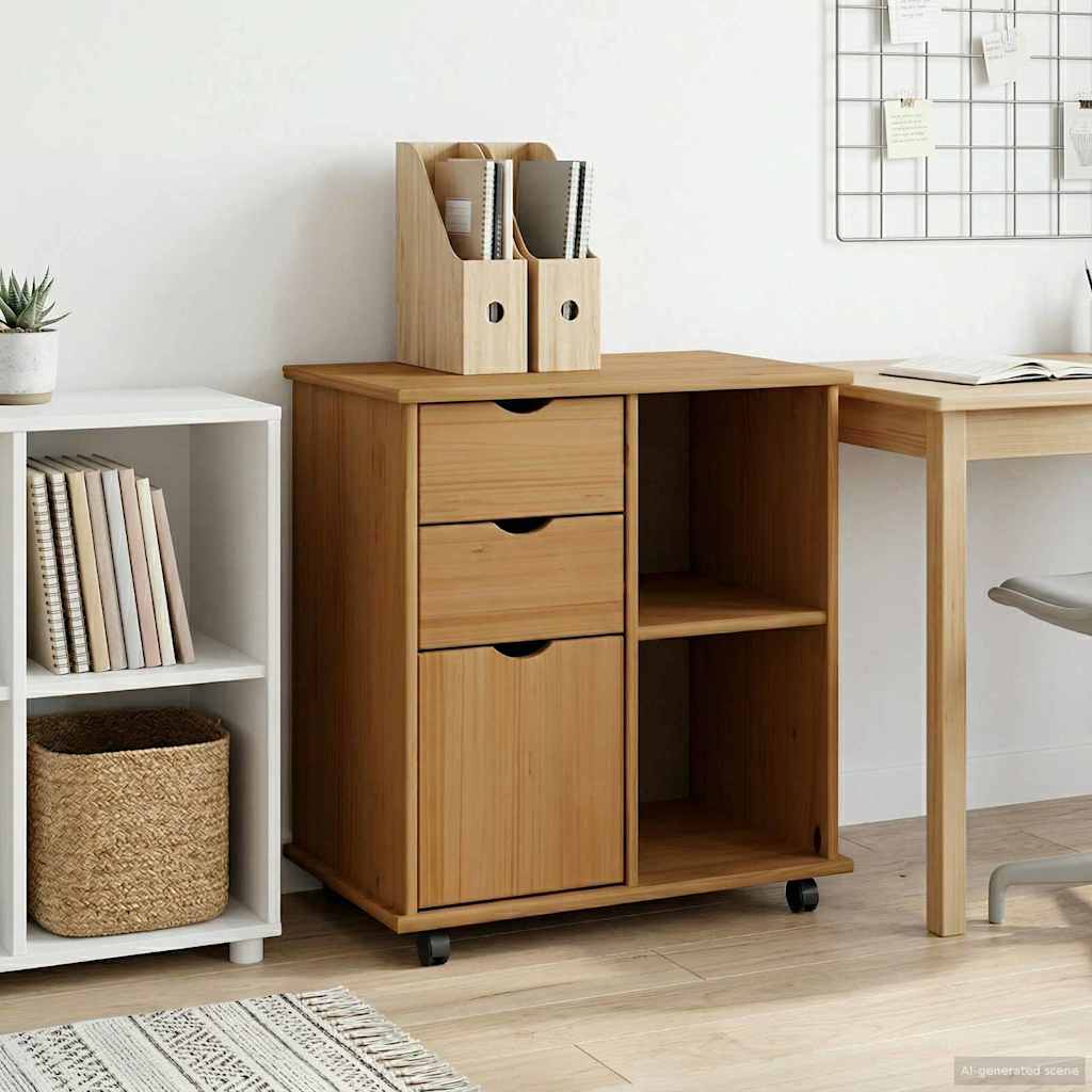 Mobile con Ruote con ruota Marrone miele 63,5 x 39 x 65,5 cm