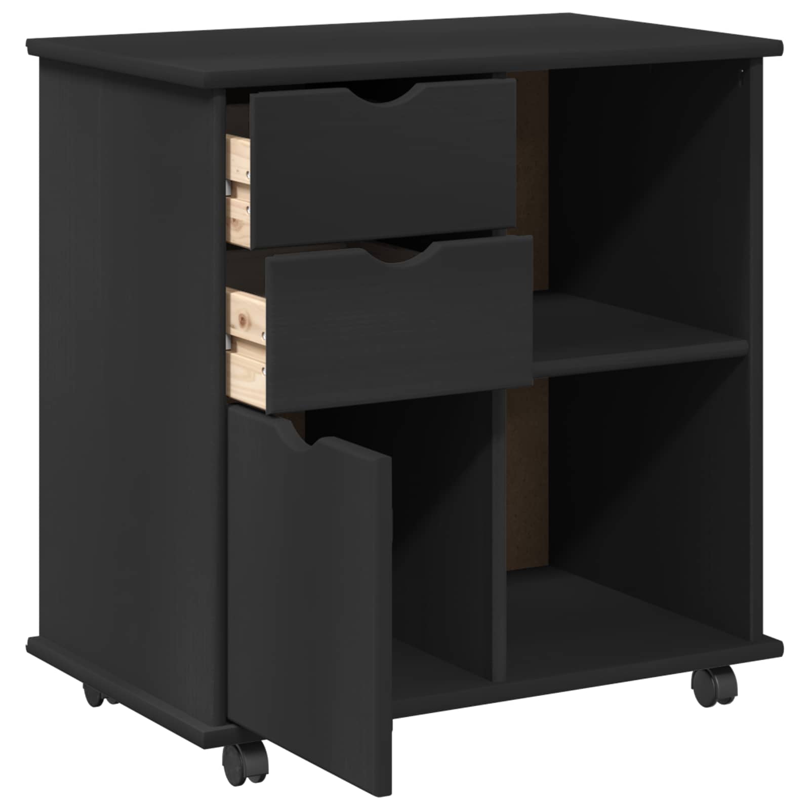 Mobile con Ruote con ruota Nero 63,5 x 39 x 65,5 cm