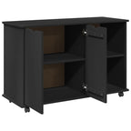 Mobile con Ruote Nero 100 x 39 x 65,5 cm Legno di Pino Massello
