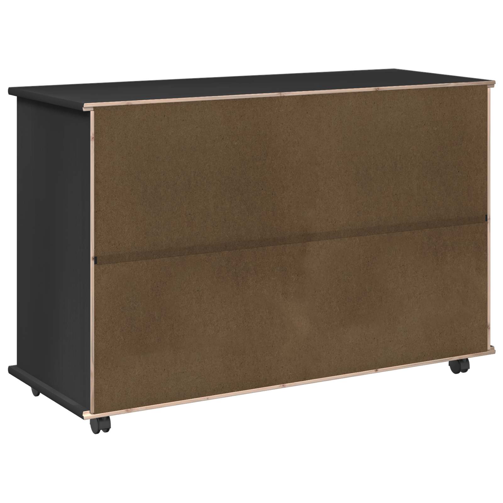 Mobile con Ruote Nero 100 x 39 x 65,5 cm Legno di Pino Massello