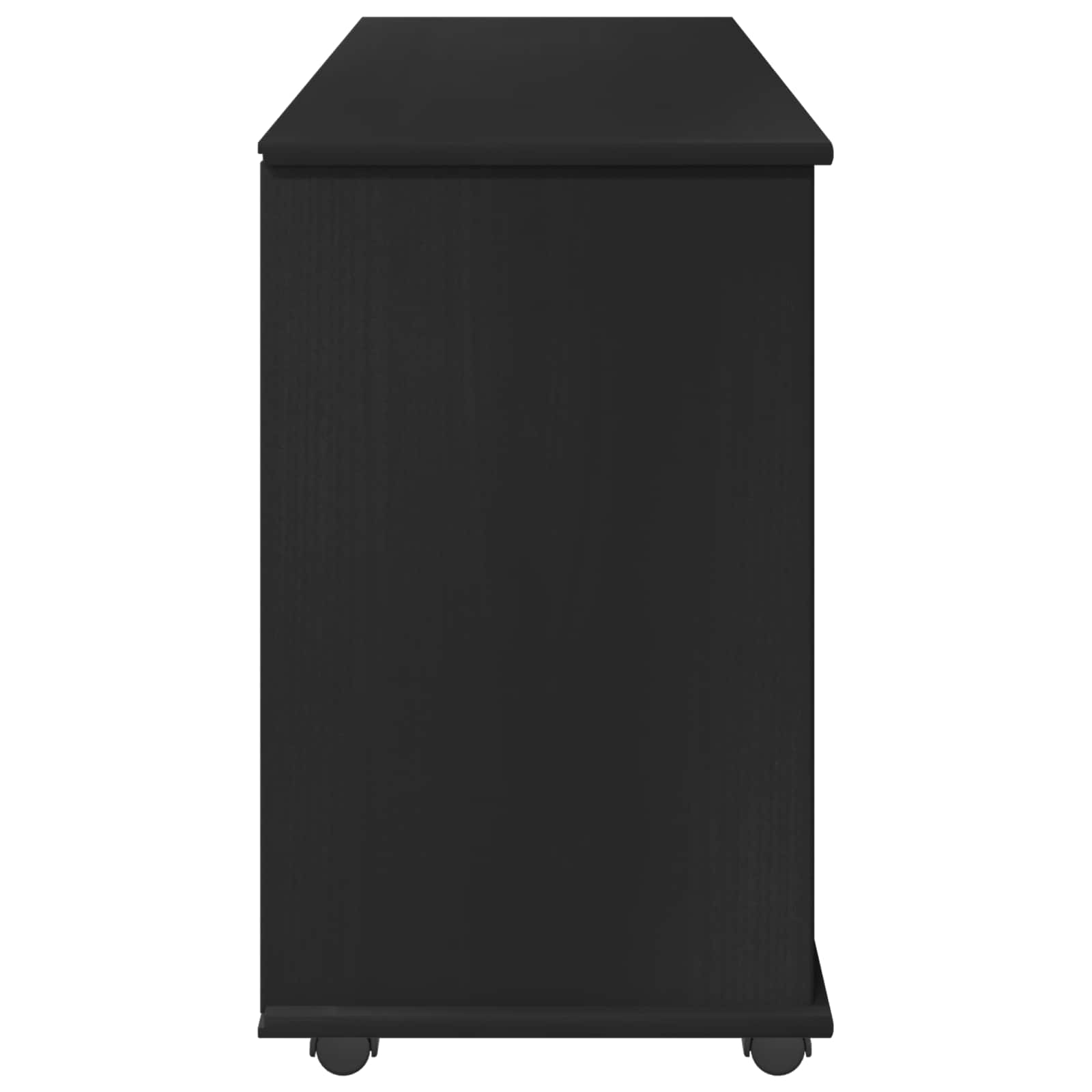 Mobile con Ruote Nero 100 x 39 x 65,5 cm Legno di Pino Massello