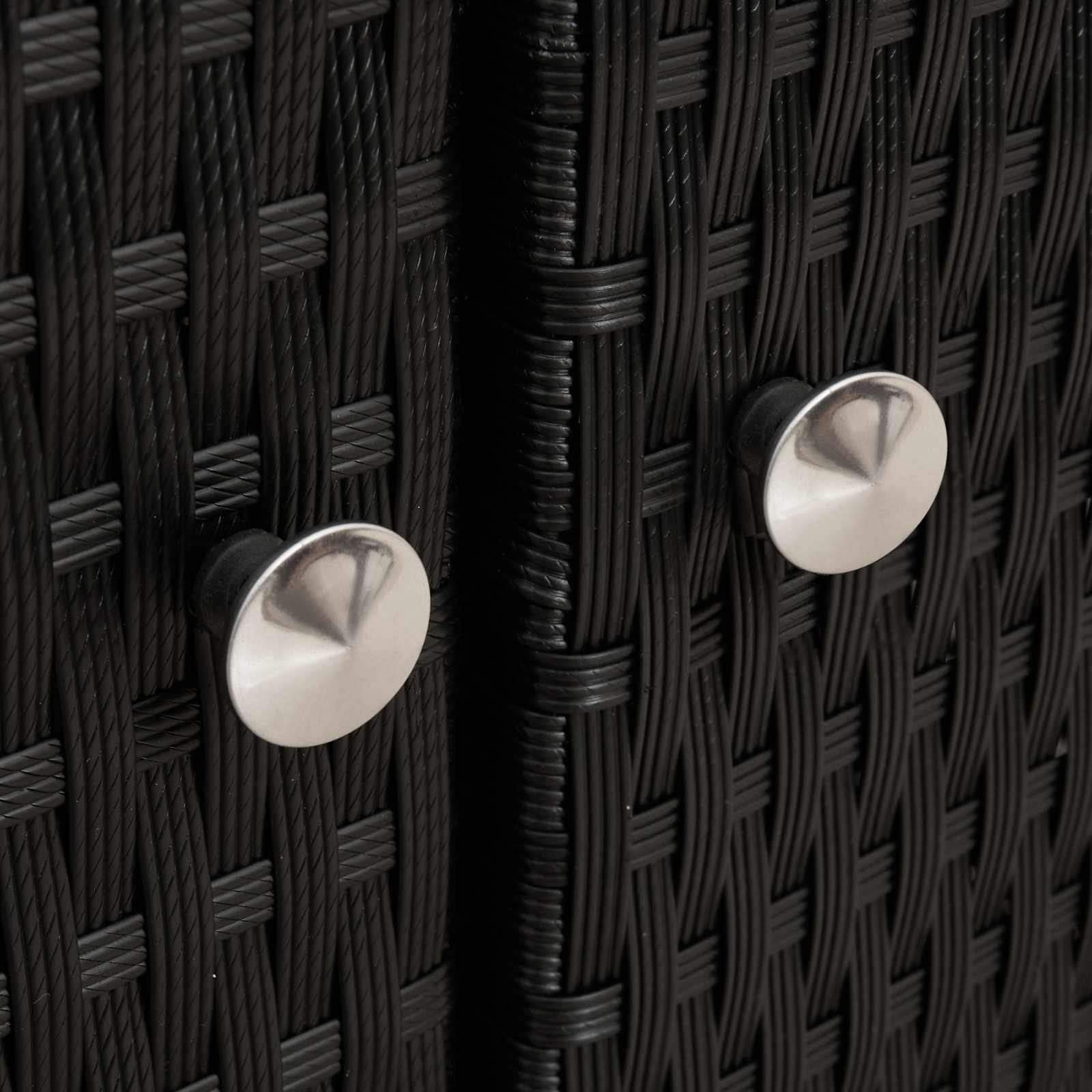 Armadietto Nero 70 x 50 x 87 cm Poliestere e Rattan Roly