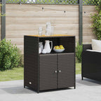 Armadietto Nero 70 x 50 x 87 cm Poliestere e Rattan Roly