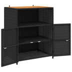 Armadietto Nero 70 x 50 x 87 cm Poliestere e Rattan Roly