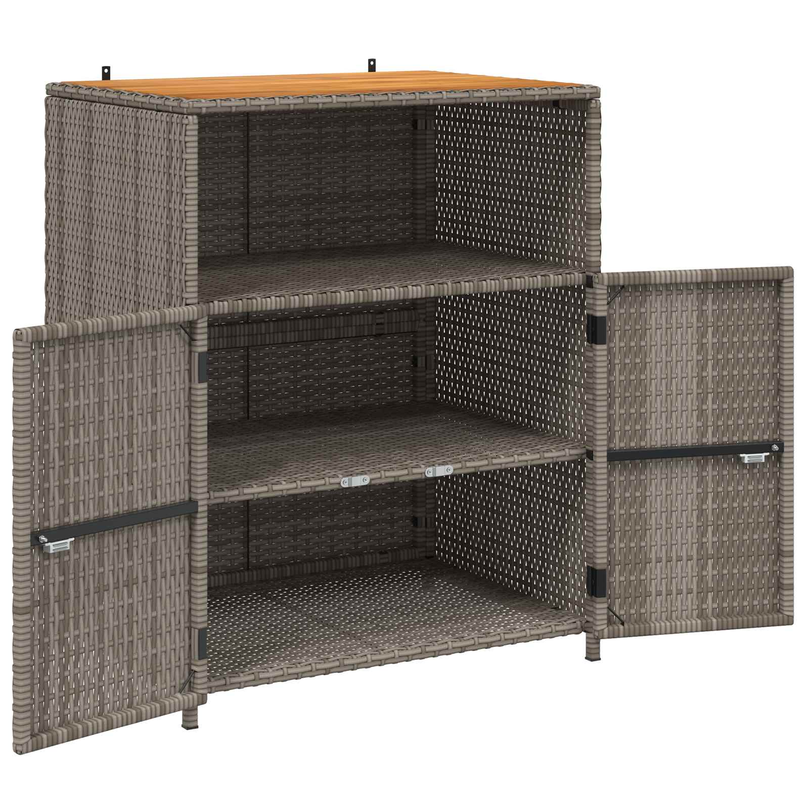 Armadietto Grigio 70 x 50 x 87 cm Poliestere e Rattan Roly
