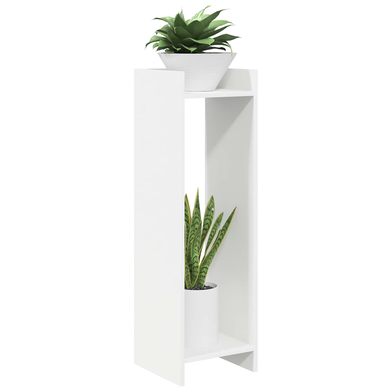 Supporto per piante con lo scaffale Bianco 30 x 30 x 100 cm