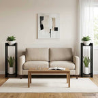 Supporto per piante 2 pcs Rovere Nero 30 x 30 x 100 cm