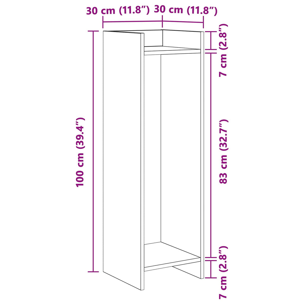 Supporto per piante Grigio Cemento 30 x 30 x 100 cm