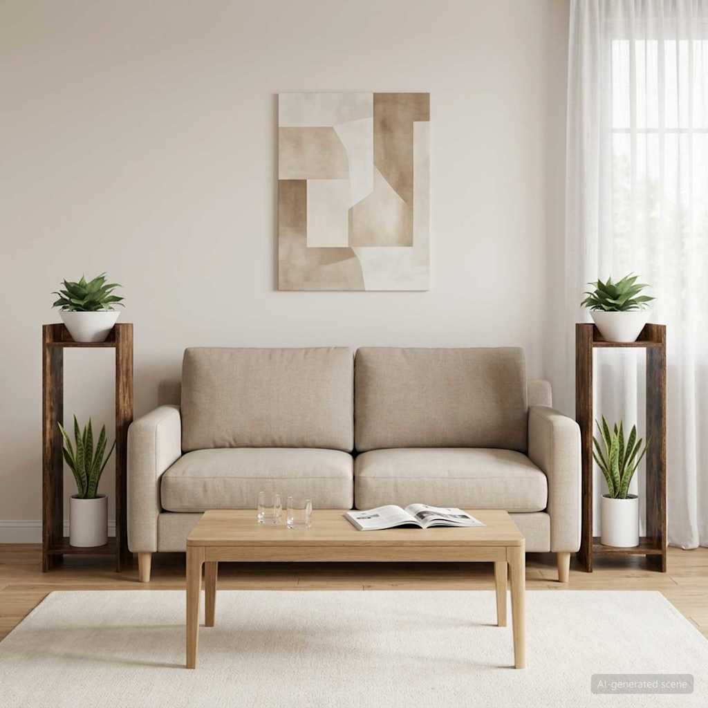 Supporto per piante 2 pcs Quercia Affumicata 30 x 30 x 100 cm