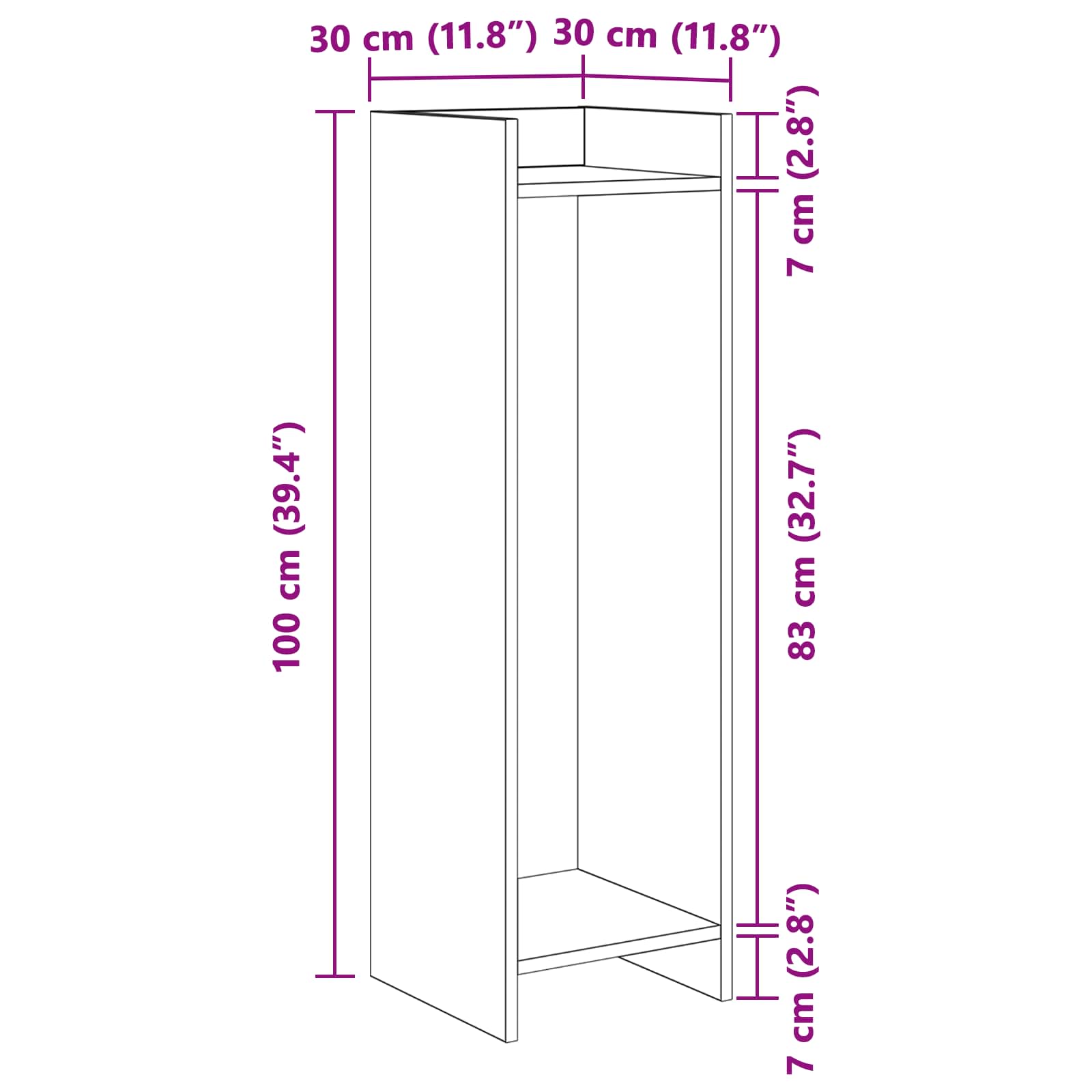 Supporto per piante Legno vecchio 30 x 30 x 100 cm