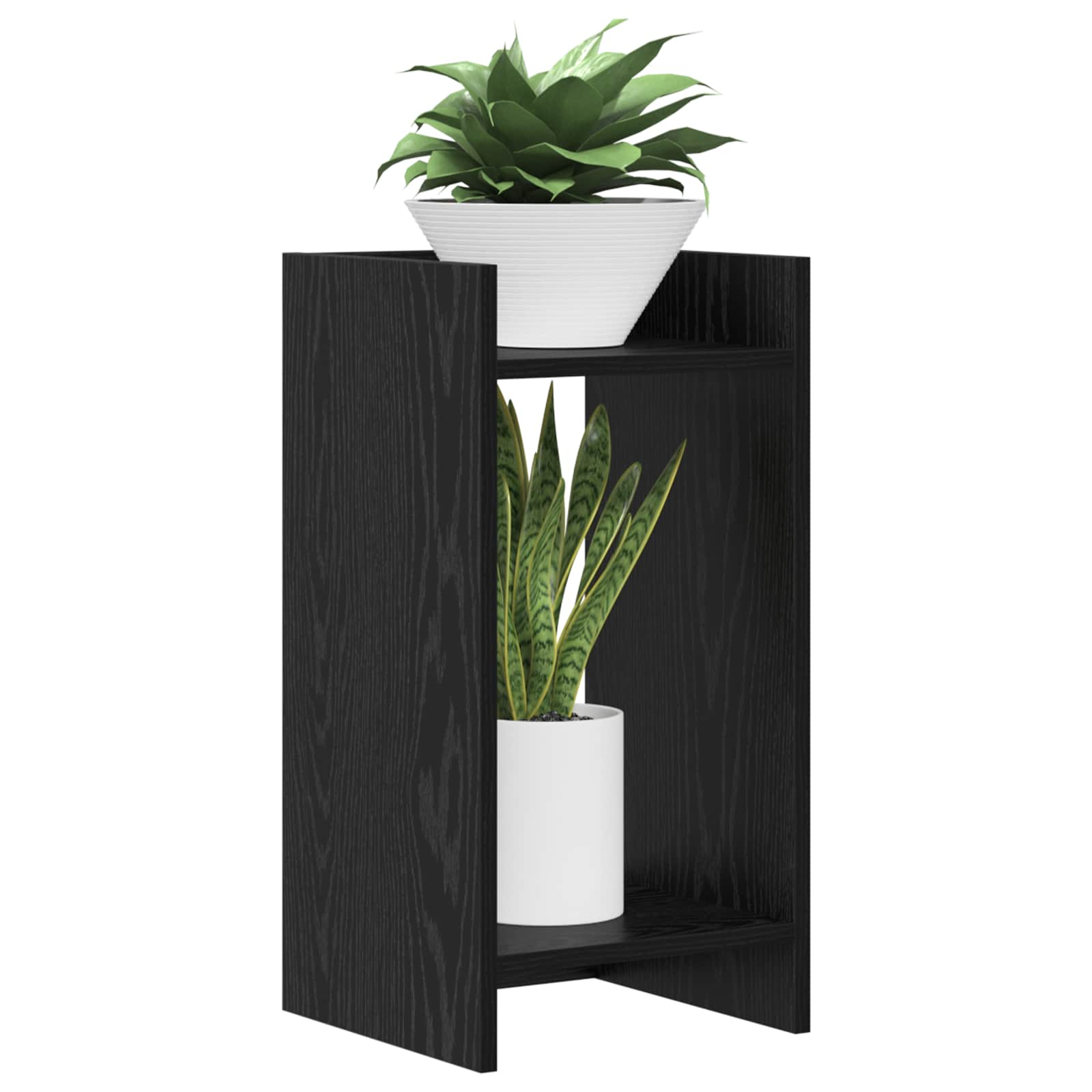 Supporto per piante con lo scaffale Rovere Nero 30 x 30 x 60 cm