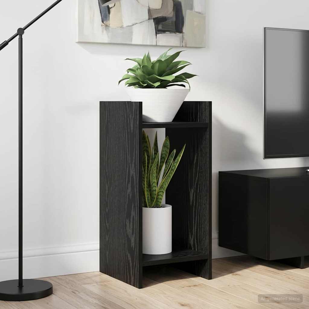 Supporto per piante con lo scaffale Rovere Nero 30 x 30 x 60 cm
