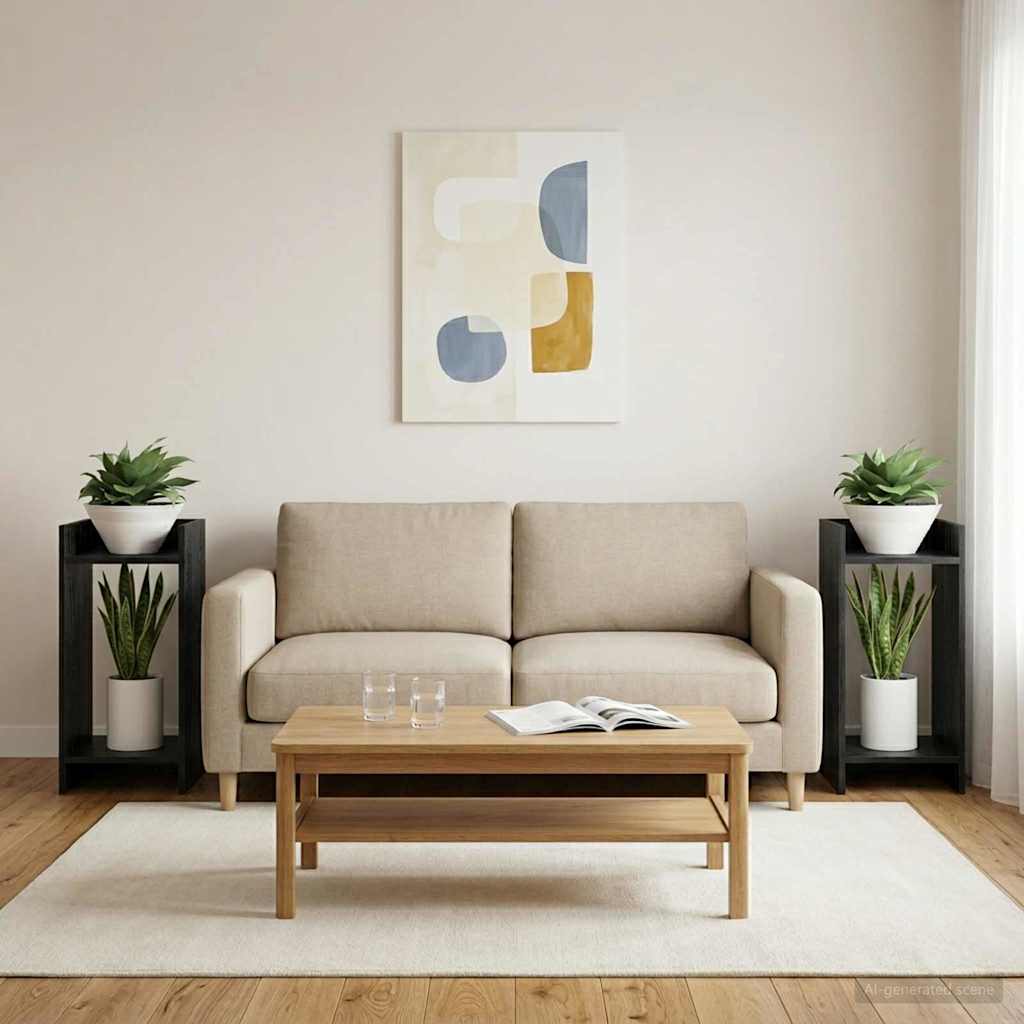 Supporto per piante con lo scaffale Rovere Nero 30 x 30 x 60 cm