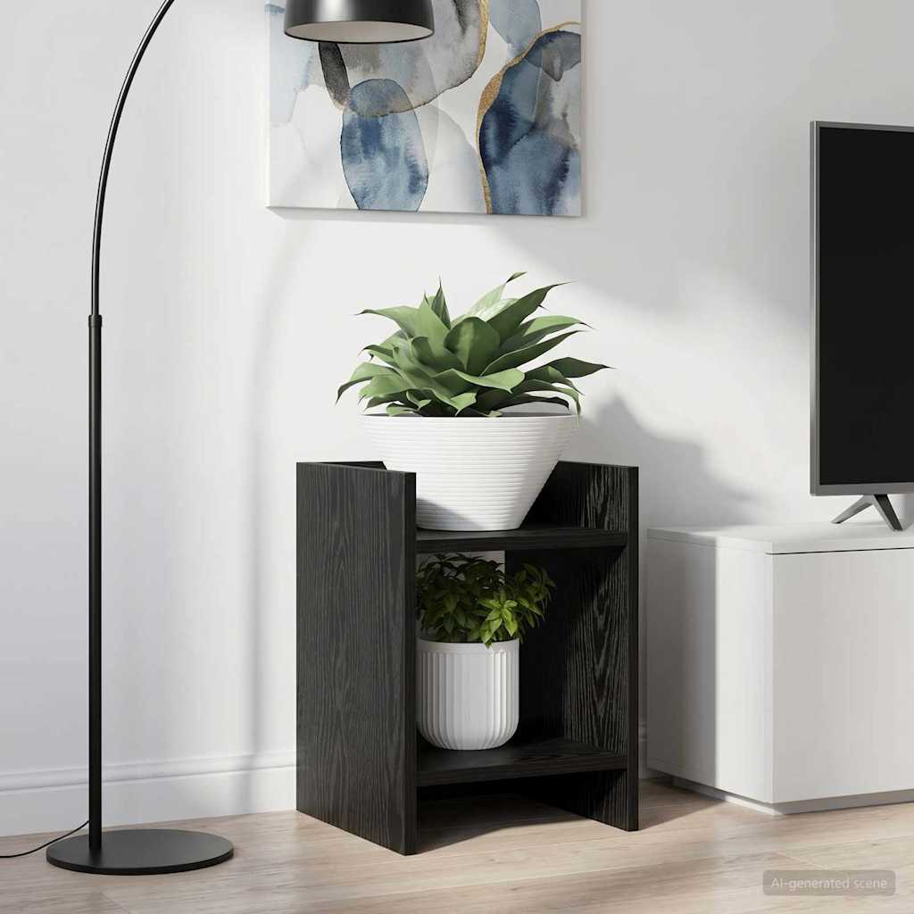 Supporto per piante con lo scaffale Rovere Nero 30 x 30 x 40 cm