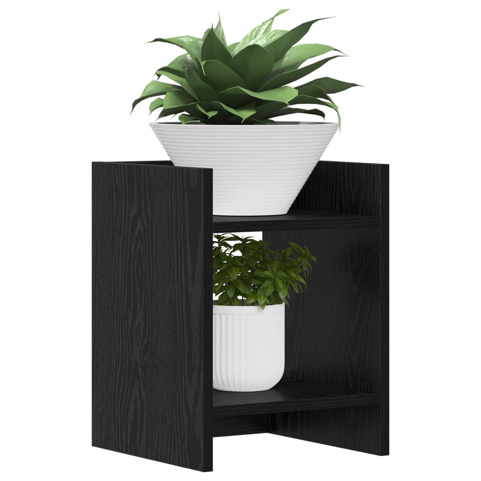 Supporto per piante 2 pcs Rovere Nero 30 x 30 x 40 cm