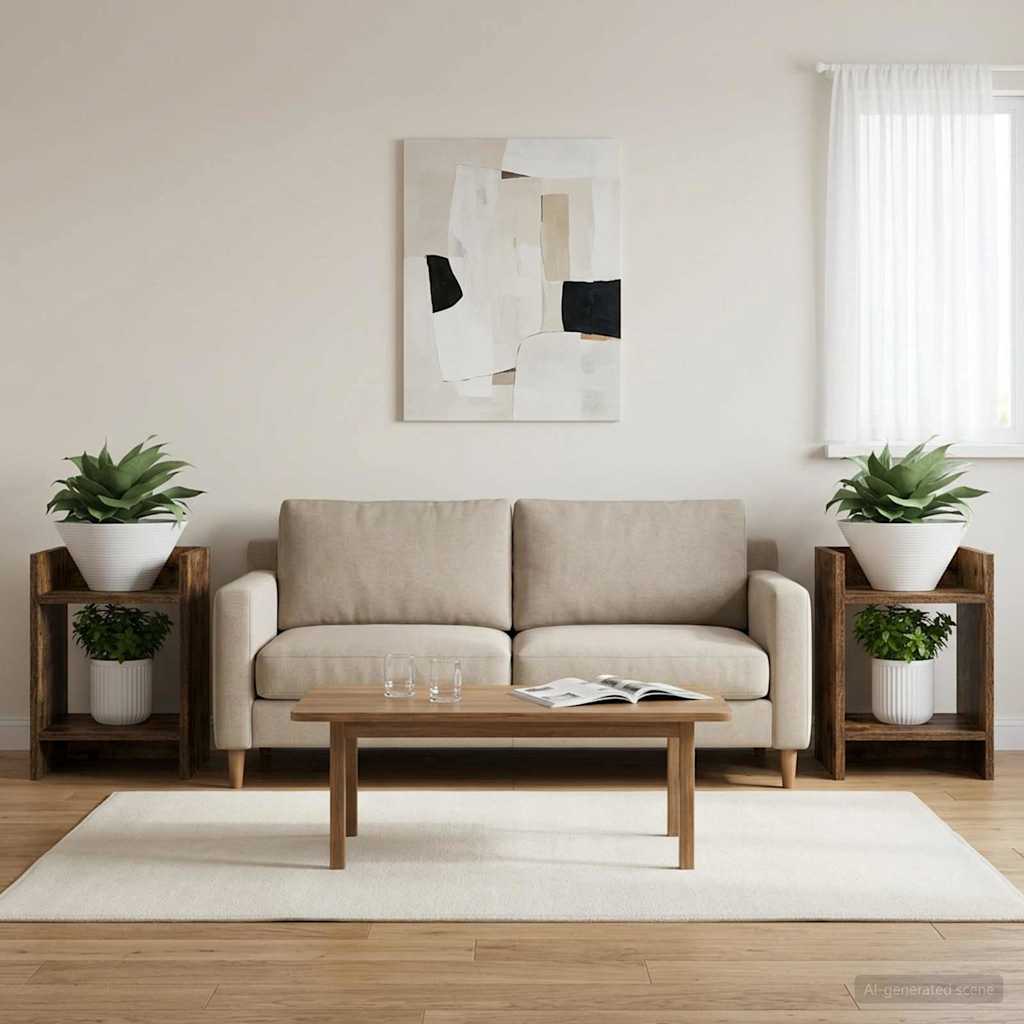Supporto per piante 2 pcs Quercia Affumicata 30 x 30 x 40 cm