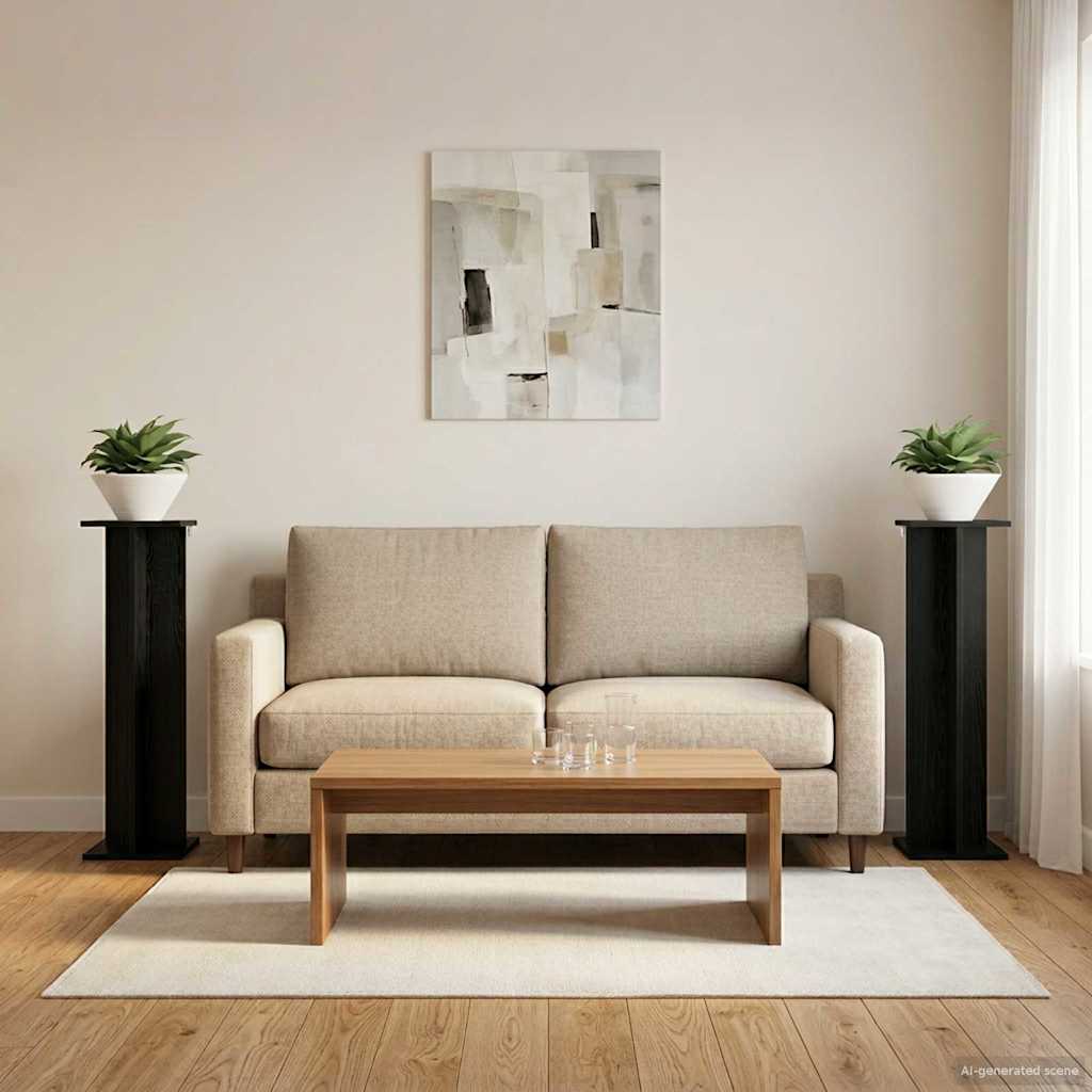 Supporto per piante 2 pcs Rovere Nero 25 x 25,5 x 100,5 cm