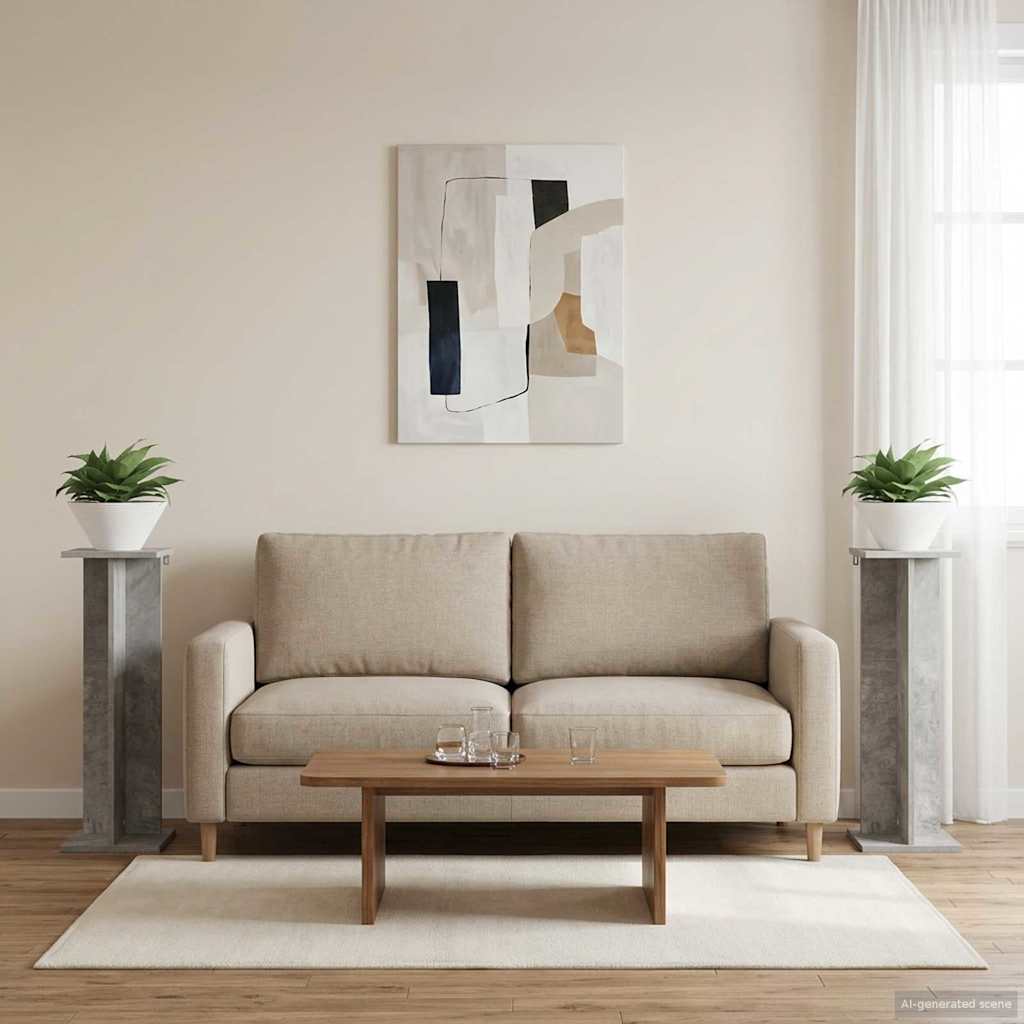 Supporto per piante 2 pcs Grigio Cemento 25 x 25,5 x 80,5 cm