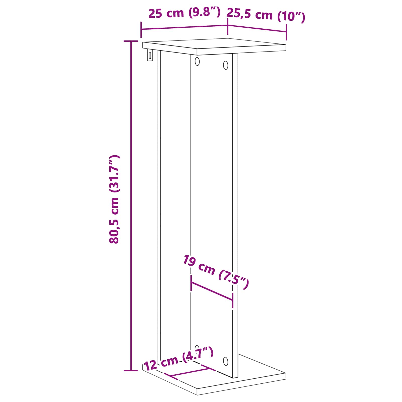 Supporto per piante 2 pcs Legno vecchio 25 x 25,5 x 80,5 cm