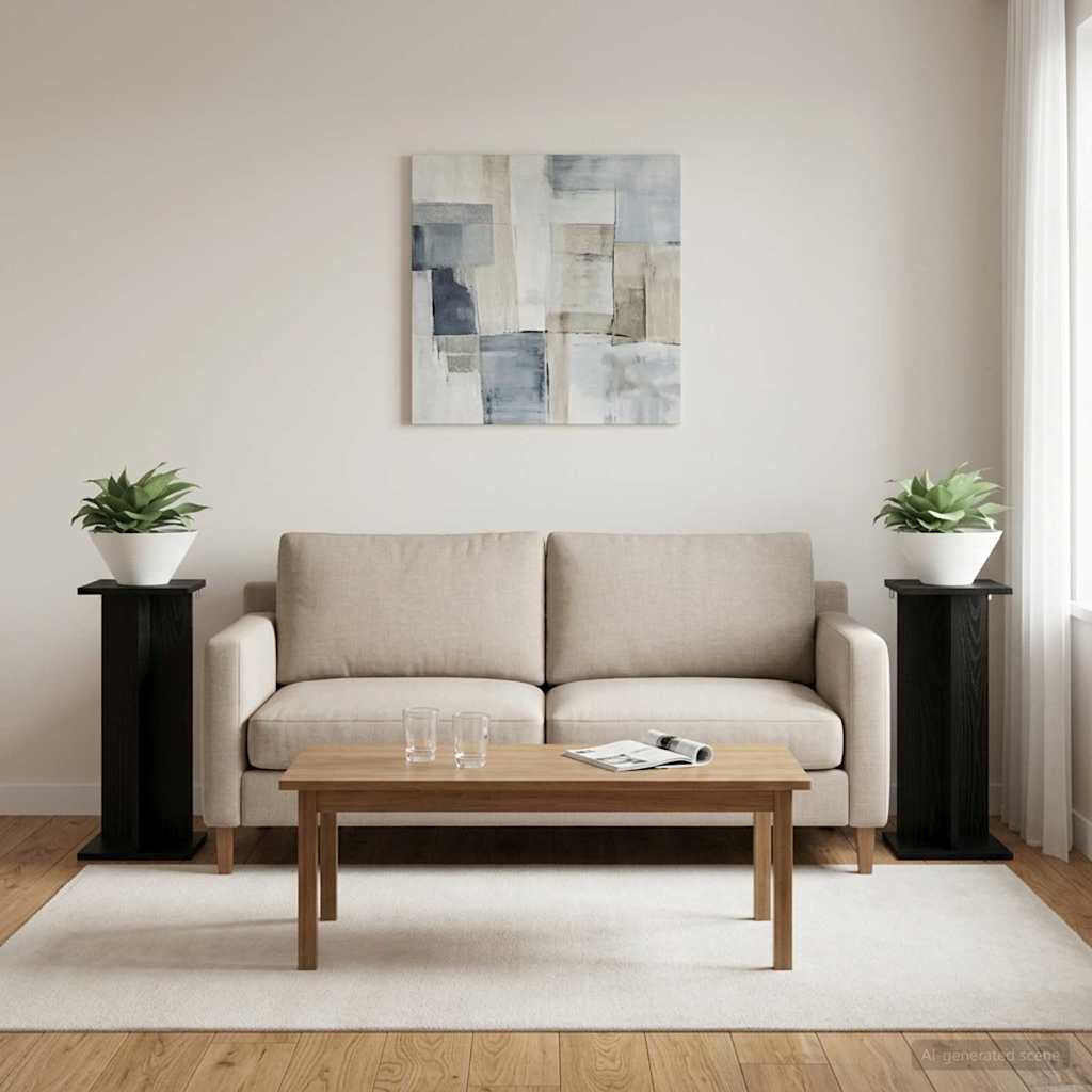 Supporto per piante 2 pcs Rovere Nero 25 x 25,5 x 60,5 cm