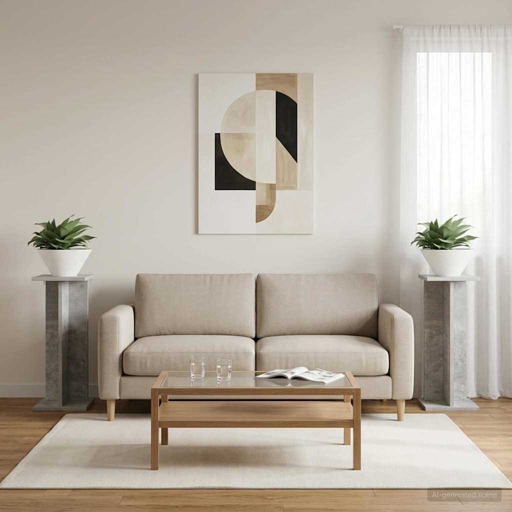 Supporto per piante 2 pcs Grigio Cemento 25 x 25,5 x 60,5 cm