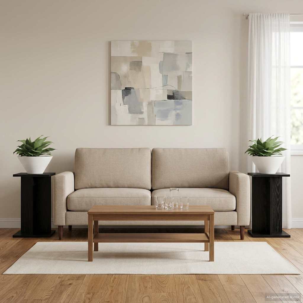 Supporto per piante 2 pcs Rovere Nero 25 x 25,5 x 40,5 cm