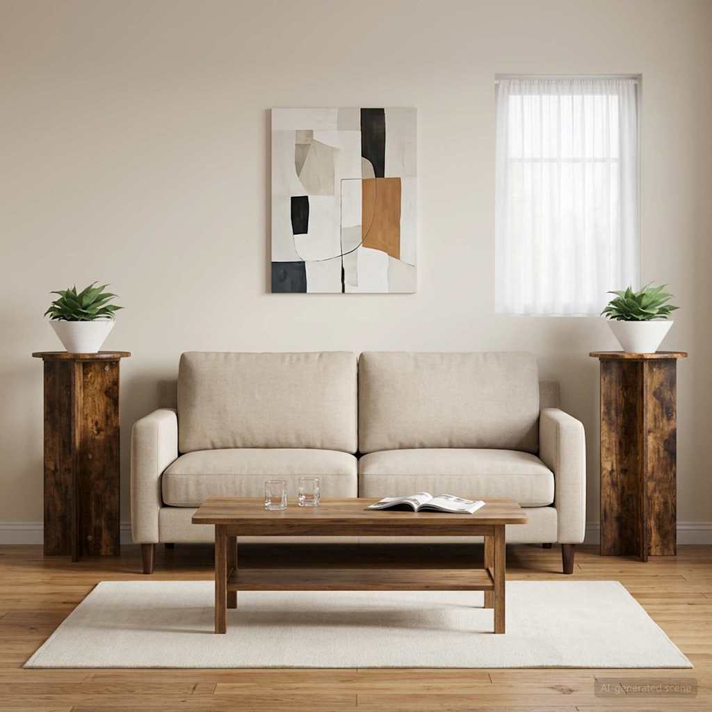 Supporto per piante 2 pcs Rovere Fumo 40 x 40 x 80 cm