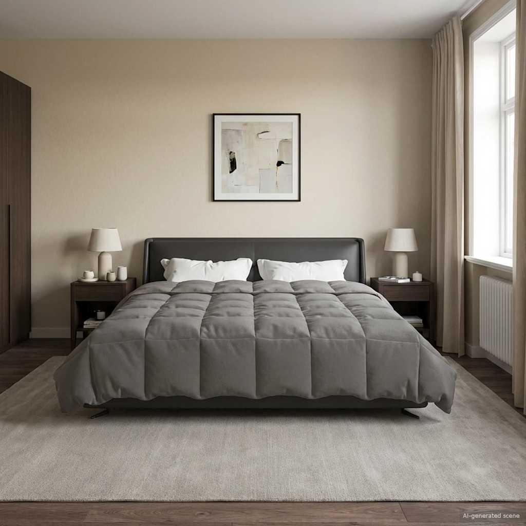 Duvet Estivo Trapuntato Grigio chiaro 200 x 200 cm Microfibra