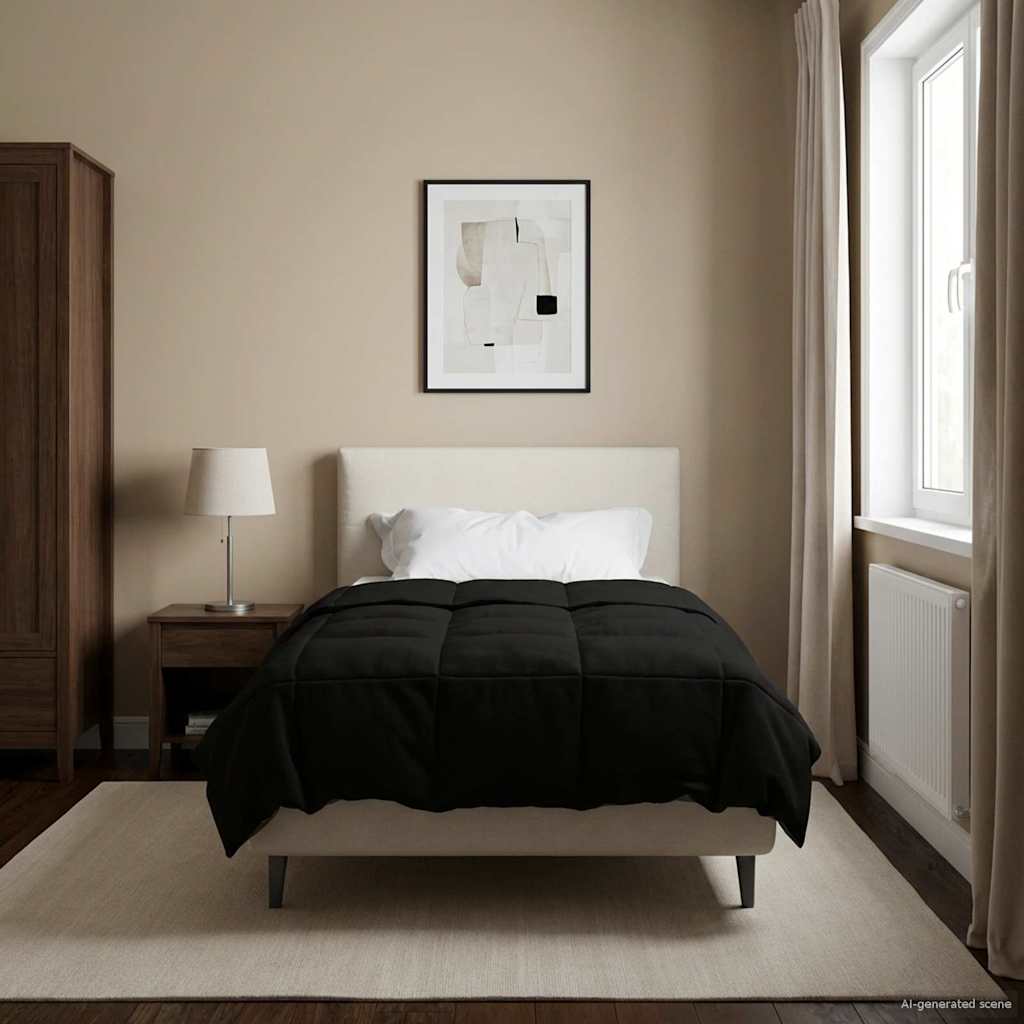Duvet Estivo Trapuntato Nero 155 x 200 cm Microfibra