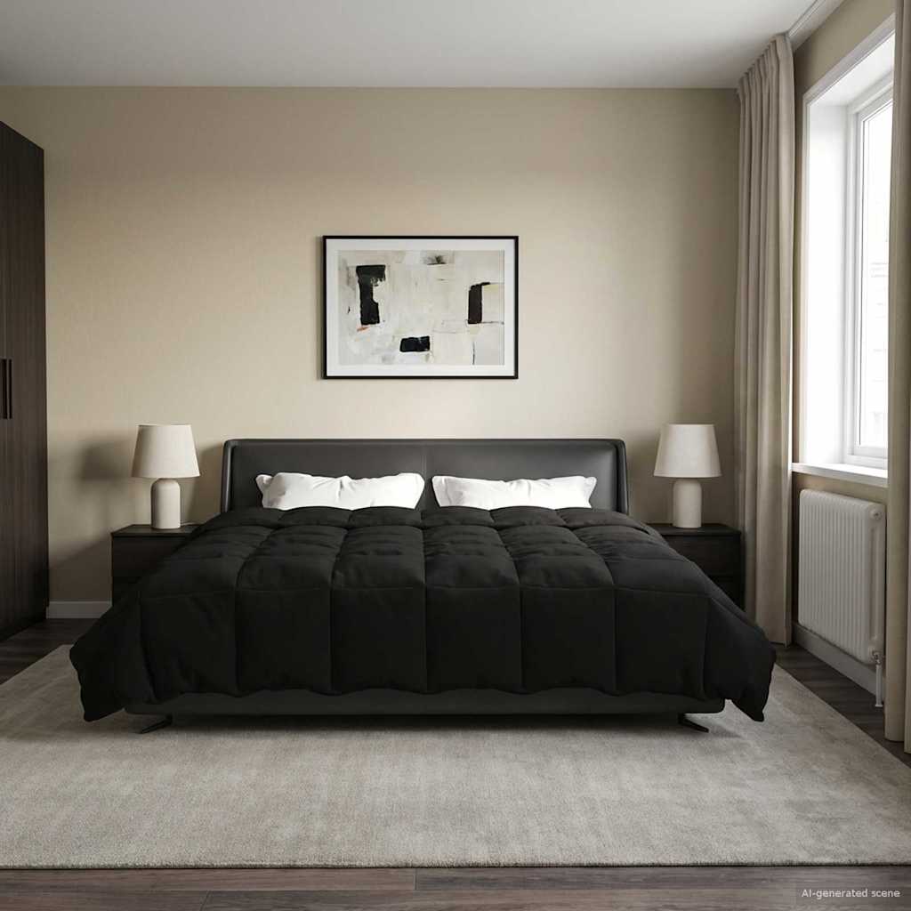 Duvet Estivo Trapuntato Nero 200 x 200 cm Microfibra