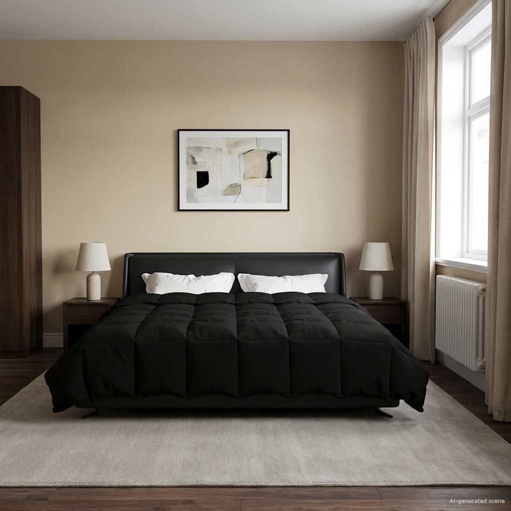 Duvet Estivo Trapuntato Nero 200 x 220 cm Microfibra