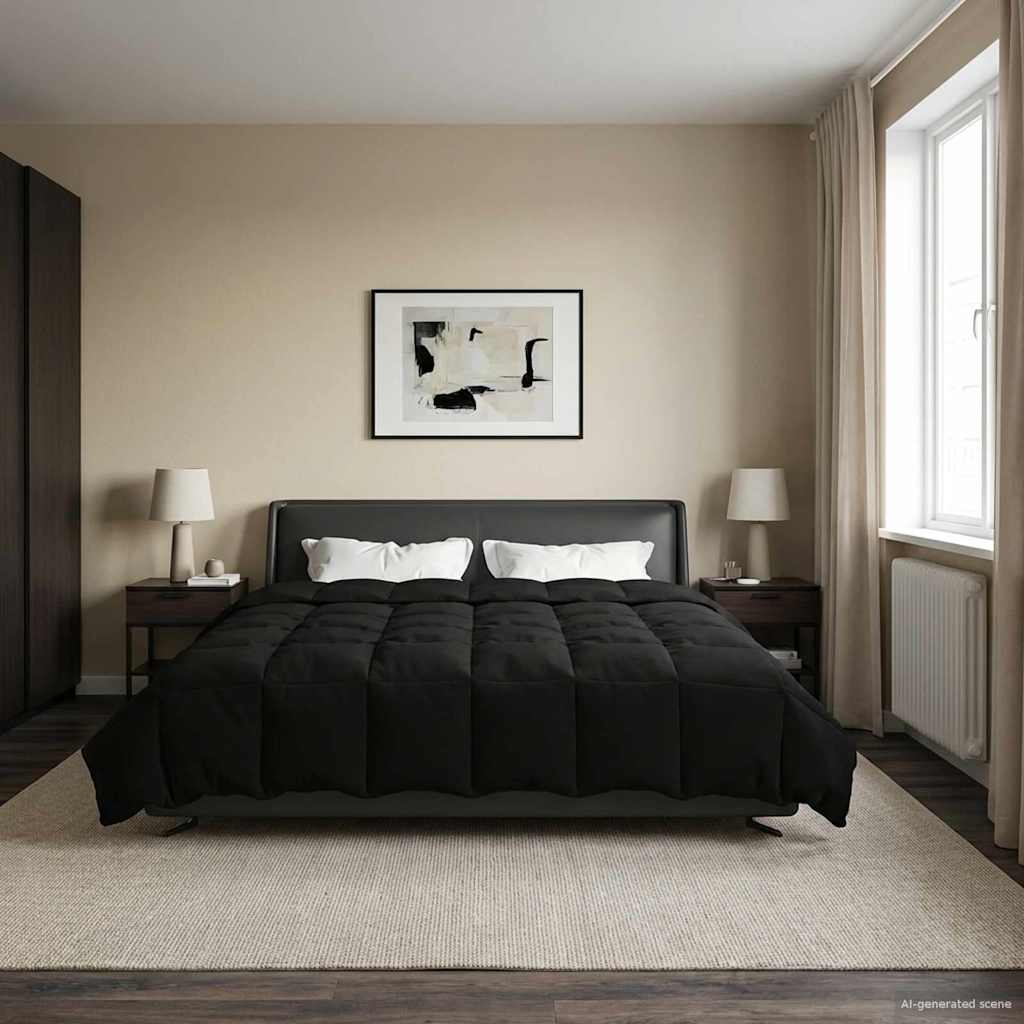 Duvet Estivo Trapuntato Nero 220 x 240 cm Microfibra