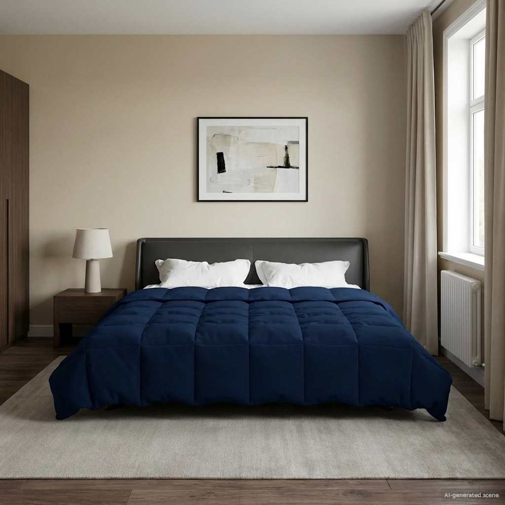 Duvet Estivo Trapuntato Blu Scuro 200 x 220 cm Microfibra